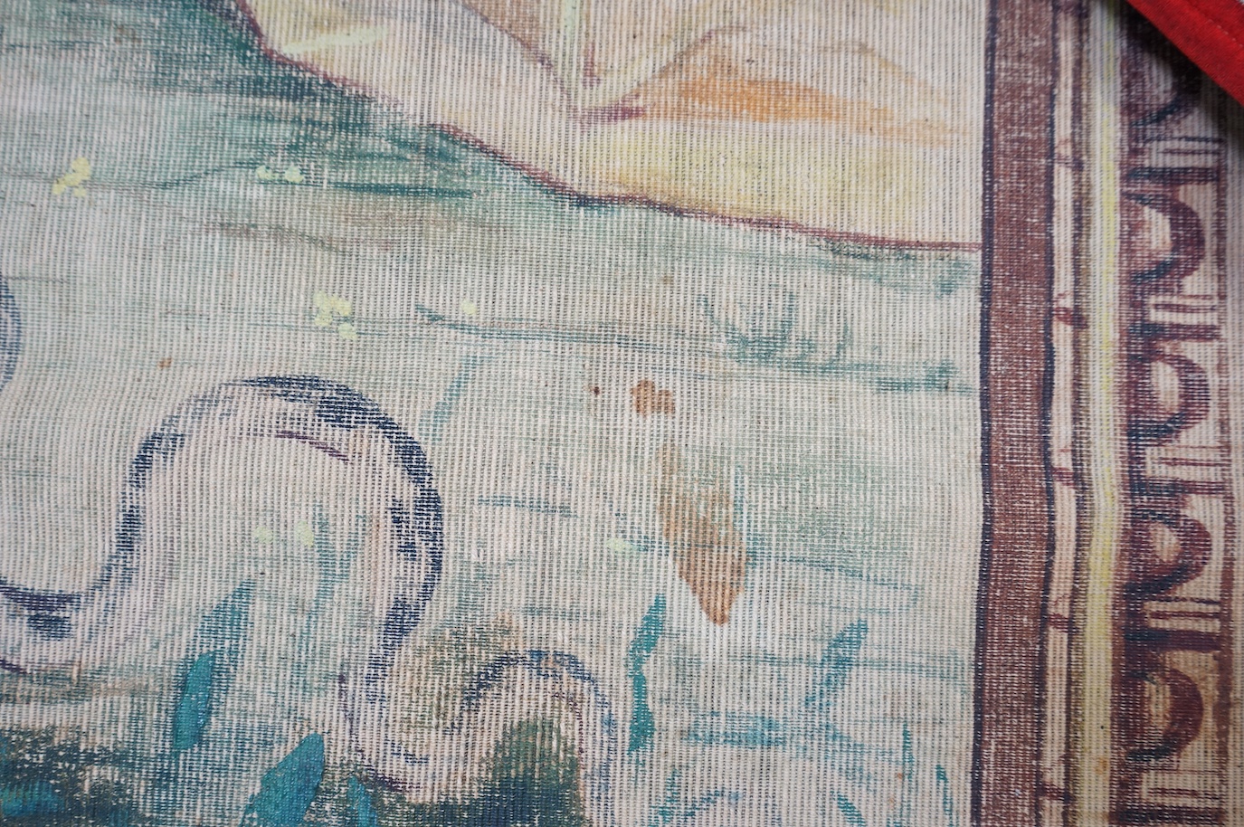 A late 19th century early 20th century cartoon of an earlier mythological biblical scened tapestry based on and after Jan Cornelisz Vermeyen’s similar series of nine commissioned by Charles V of France. 134 cm wide x 220